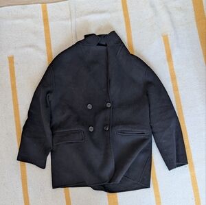 Women'a Black Double-Breasted Coat